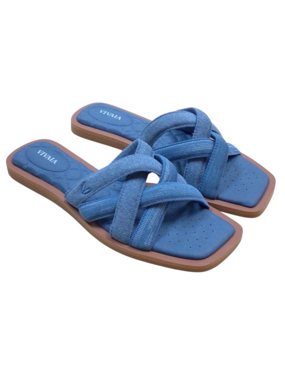 Vivaia Pillow Top Slide Mayara Blue Strappy Sandals Size 8.5 US 39 Euro